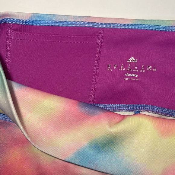 Adidas Climalite Cropped Leggings Size M Rainbow Watercolor - Picture 4 of 6
